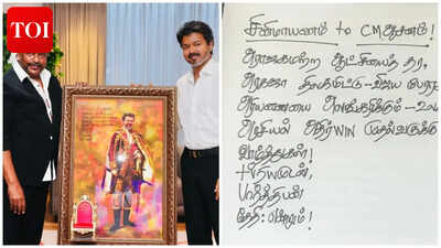 R Parthiban meets Vijay; Actor gifts special framed photo to Tamil Nadu CM; Handwritten note draws attention |