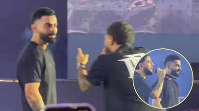 Virat Kohli grooves to Karan Aujla’s ‘Winning Speech’ at grand Delhi event – Watch viral video | Hindi Movie News
