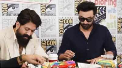 Ranbir Kapoor and Yash turn into “Pookie Girl Dads”, the duo colour Ram-Ravana sketches at Comic-Con – Watch |