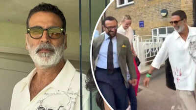 Akshay Kumar debuts white-bearded look at India vs England match; leaves Saif Ali Khan and Taimur in splits after taking a tumble – WATCH |