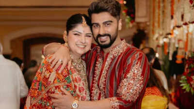 Arjun Kapoor holds sister Anshula’s kaleera at pre-wedding festivities; fans wonder if he’s the next Kapoor to marry | Hindi Movie News