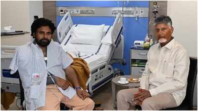 CM Chandrababu Naidu visits Pawan Kalyan in hospital after surgery; Says actor-politician is recovering well | Telugu Movie News