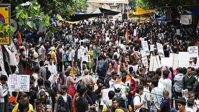Woman injured during NEET protest discharged from RML after 10 days | India News