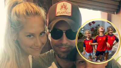 Pop singer Enrique Iglesias and Anna Kournikova’s kids celebrate Spain’s World Cup win in rare photo |