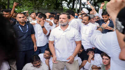‘Kya jugalbandi hai’: AAP’s swipe at BJP, Cong as Rahul Gandhi leads sit-in outside PM’s residence over CJP protest | India News