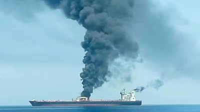 Crew rescued after India-flagged ship hit by projectile sinks | India News