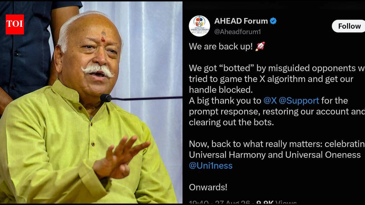 RSS chief Mohan Bhagwat’s US event organiser AHEAD’s X account restored after brief suspension | World News
