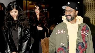 Abhishek Bachchan, Aishwarya Rai Bachchan return from holiday, Aaradhya Bachchan’s ‘namaste’ to the paps wins the internet as she twins in black with her mother – WATCH VIDEO |