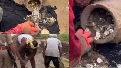 Panic in Amethi as 29 copper spheres emerge from ground during house construction; Archaeology (ASI) team examines suspected ammunition | India News