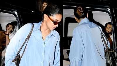 Doting husband Ranveer Singh drops Deepika Padukone and daughter Dua at the airport, her pregnancy glow is hard to miss as she flaunts baby bump in a rare appearance