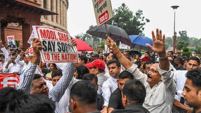 Monsoon session: Security steps in as protesting rival MPs come face to face | India News