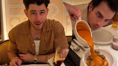 Nick Jonas and Joe Jonas can’t get enough of Indian food; devour onion bhajia, pista lamb chop, murgh makhani and more﻿ – WATCH |