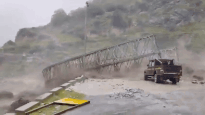 On camera: Swollen river sweeps away bridge after flash flood in Uttarakhand’s Chamoli | India News