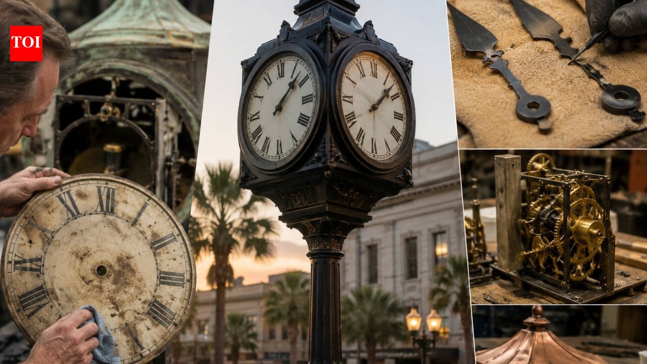 A Florida clock survived nearly a century outdoors; one clockmaker has now spent about 700 hours restoring its 95-year-old hands, dial and metalwork