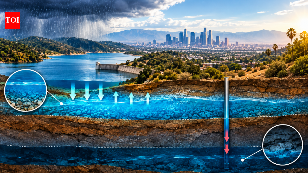 In 2023, record storms nearly refilled Los Angeles reservoirs and shallow aquifers; deeper groundwater recovered only about 25% of what it had lost since 2006