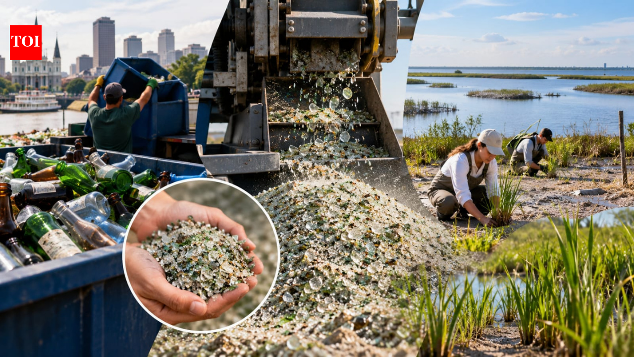 In 2020, a New Orleans project began crushing bottles into sand; six years later, it has diverted 12 million pounds of glass to help rebuild shrinking coastal wetlands