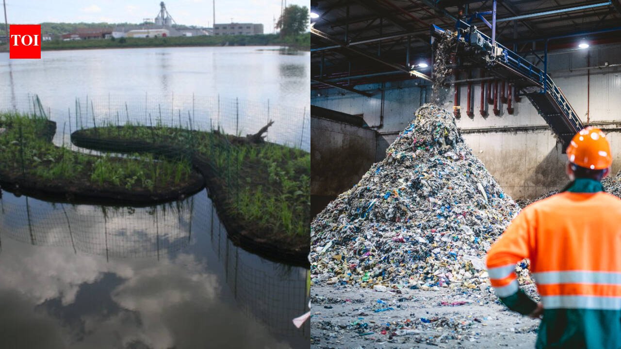 In 2017, Dubuque turned recycled plastic equal to about 67,000 water bottles into 14 floating islands; the 2,674-sq-ft system now adds plant, fish and bird habitat to Bee Branch Creek