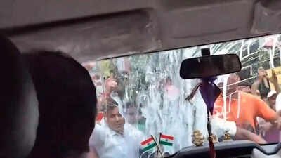 Watch: Eggs hurled, car window smashed as Kunal Ghosh heads to Mamata rally | India News