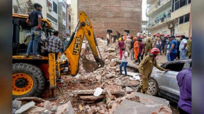 Watch: CCTV captures moment Delhi’s Satya Niketan building collapses, leaving 6 dead | India News