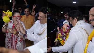 Ganesh Visarjan throwback: When Govinda, Ssunita Ahuja danced together; Yashvrdhan performed aarti; family chanted ‘Ganpati Bappa Morya’ | Hindi Movie News