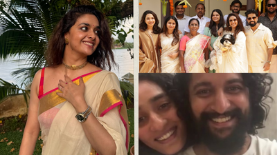 Keerthy Suresh celebrates Onam with husband Antony Thattil, family and friends; shares sweet moment with Nani on video call | Telugu Movie News