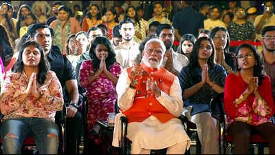 PM Modi grooves with Gen Z at ‘bhajan clubbing’ event | India News