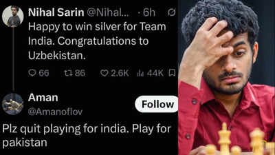 India’s Chess Olympiad medallist Nihal Sarin replies to ‘play for Pakistan’ troll with three words | Chess News