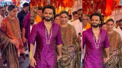 Deepika Padukone, Ranveer Singh twin in purple as they visit Siddhivinayak temple ahead of second baby’s arrival, couple did the same before Dua was born |