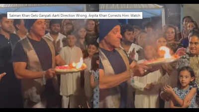 Salman Khan gets aarti direction wrong during Ganpati celebrations, sister Arpita Khan Sharma’s quick correction wins hearts online |