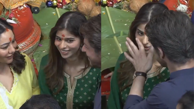 Shah Rukh Khan and Gauri Khan get protective towards daughter Suhana after vermilion spreads on her face during Ganesh darshan at Lalbaugcha Raja- watch | Hindi Movie News