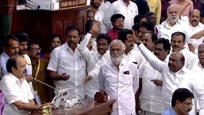 DMK MLAs evicted from TN assembly after ruckus over CM Vijay’s remarks | India News
