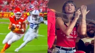 Proud wife Taylor Swift celebrates Travis Kelce’s touchdown; points to wedding ring and says ‘That’s my husband’ – WATCH |