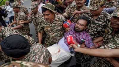 Watch: CPM MP John Brittas argues with Delhi Police as they attempt to detain him | India News