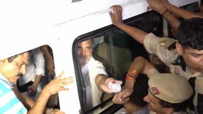 ‘You are doing your job’: Detained Rahul Gandhi offers water to police – watch | India News