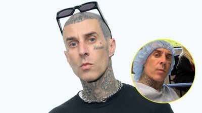 Kourtney Kardashian: Travis Barker shares worrying photos from hospital as wife Kourtney Kardashian and daughter Alabama stay by his side | English Movie News