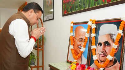 Uttarakhand CM Pushkar Dhami pays tribute to Mahatma Gandhi, Lal Bahadur Shastri on birth anniversary | India News